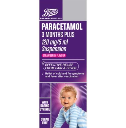 Boots Pharmaceuticals Paracetamol 3 Months Plus 120mg/5ml Suspension