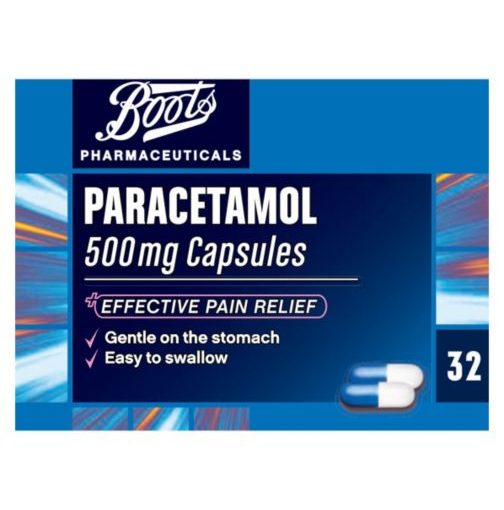 Boots Pharmaceuticals Paracetamol 500mg Capsules 32 Capsules UK